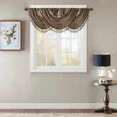 Faux Silk Waterfall Embellished Valance Bronze 38x46"