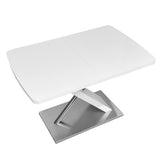 47.25''-63'' Modern White Glossy Dining Table for 4-6 People, Extendable Dining Table with Crossed Metal Base and Stainless Steel Tubes, Large Dining Table White(Same SKU:W757P160404)