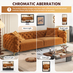 97.7" 3-in-1 Convertible Sleeper Sofa,28.4" Deep Seat Pull Out Sofa Bed,Button Tufted Modern Sofa,4-Seater Couch with Movable Ottoman for Apartment,Office, Bedroom,Orange(Old SKU:W1885S00202)