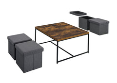 Caterina 35"W Weathered Oak Wood Grain 5 Piece Coffee Table Set
