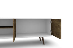TV Stand in White and Rustic Brown