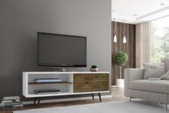 TV Stand in White and Rustic Brown