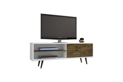 TV Stand in White and Rustic Brown