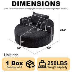55'L Chenille Sponge single sofa,No Assembly Required,Fluffy Modern Sleeper Chair for Living room, Bedroom, Lounge and Projection Room(Not a swivel chair.)