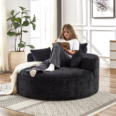 55'L Chenille Sponge single sofa,No Assembly Required,Fluffy Modern Sleeper Chair for Living room, Bedroom, Lounge and Projection Room(Not a swivel chair.)