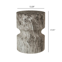 Cement Outdoor End Tables for Patio, GardenAccent Table Faux Terrazzo Accent Table, Modern Small Round Side Tablefor Outside, Tree Stump Garden Stool DrumTable indoor and Outdoor