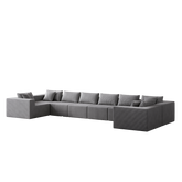 188-Inch Corduroy Modular L Shaped Sectional Sofa,Luxury Floor Couch Set,Upholstered Indoor Furniture,Foam-Filled Compressed Sofa for Living Room,Bedroom,8 PC Free Combination
