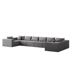 188-Inch Corduroy Modular L Shaped Sectional Sofa,Luxury Floor Couch Set,Upholstered Indoor Furniture,Foam-Filled Compressed Sofa for Living Room,Bedroom,8 PC Free Combination