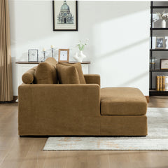 56.3" Wide Extra-Large Sofa Bed, Chenille Linen Fabric, Sturdy Metal Legs, Strong Load-Bearing Capacity, Suitable For Living Rooms, Bedrooms, And Apartments.Brown