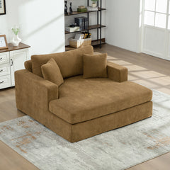 56.3" Wide Extra-Large Sofa Bed, Chenille Linen Fabric, Sturdy Metal Legs, Strong Load-Bearing Capacity, Suitable For Living Rooms, Bedrooms, And Apartments.Brown