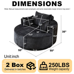 55''L Chenille Foam Single Swivel Chair, Fluffy Modern Sleeper, 360 Degree Swivel Chair for Living Room, Bedroom, Lounge and Projection Room