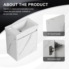 20" Wall-Mounted Bathroom Vanity with Ceramic Sink, Storage Cabinet with Doors,Bathroom Cabinet Set