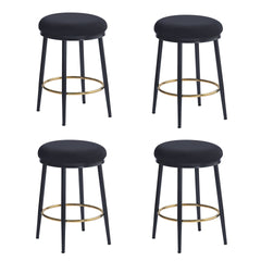24.75'' Modern Counter Stools Set of 4,Black Counter Stools with iron Frame,Sponge cushion,Footrest,suitable for Kitchen/Bedroom/Dining Room.