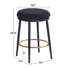 24.75'' Modern Counter Stools Set of 4,Black Counter Stools with iron Frame,Sponge cushion,Footrest,suitable for Kitchen/Bedroom/Dining Room.