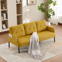 UNITED WE WIN Oversized Loveseat, Modern & Plush Double-seater Sofa, Corduroy Upholstered Couch, Cozy Bedroom Sofa with Metal Legs & Side Pockets, Ideal for Living Room, Bedroom, Dorm, Apartment