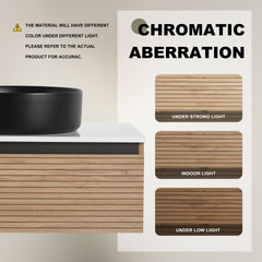 30'' Wall-Mounted Bathroom Vanity with Black Art Ceramic Sink & 1-Soft-Close Drawer (KD-Packing)