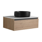 30'' Wall-Mounted Bathroom Vanity with Black Art Ceramic Sink & 1-Soft-Close Drawer (KD-Packing)