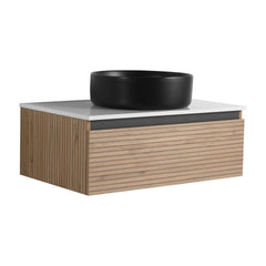 30'' Wall-Mounted Bathroom Vanity with Black Art Ceramic Sink & 1-Soft-Close Drawer (KD-Packing)