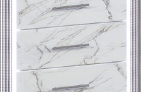 Desire Chest – Marble-Patterned Drawers with LED Side Panels and Metallic Trim for Spacious, Stylish Bedroom Organization Same as B009P309339 (CA inventory)