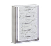 Desire Chest – Marble-Patterned Drawers with LED Side Panels and Metallic Trim for Spacious, Stylish Bedroom Organization Same as B009P309339 (CA inventory)