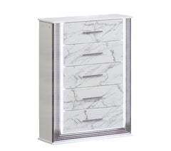 Desire Chest – Marble-Patterned Drawers with LED Side Panels and Metallic Trim for Spacious, Stylish Bedroom Organization Same as B009P309339 (CA inventory)