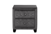 Sophia Modern Style Crystal Tufted 2-Drawer Nightstand Upholstered with Velvet Fabric Made with Wood in Gray same as 733569388264 (CA inventory)