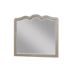 Scallop Shaped Mirror, No Assembly Required, White Poplar Finish