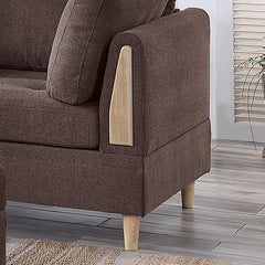 3 Piece Sectional Set with Ottoman Upholstered in Chenille Color Chocolate