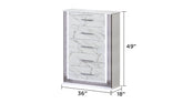 Desire Queen 5-Piece Bedroom Set – LED Upholstered Bed with Footboard Storage, Dresser, Mirror, Nightstand, and Chest in White & Marble Finish with Metallic Accents(CA INVENTORY)