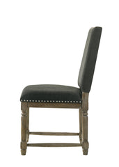 Ettore Set of 2 Gray Fabric 19"W Dining Chair with Nailhead Trim