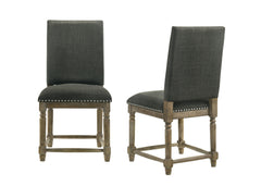Ettore Set of 2 Gray Fabric 19"W Dining Chair with Nailhead Trim
