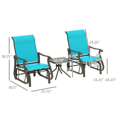 Gliding Chair Set,with Steel Frame, Tempered Glass Top Table for Outdoor