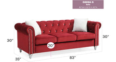 Raisa G869A-S Sofa , BURGUNDY