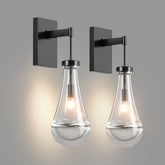 Wall Sconces Set of Two, Black Dimmable Raindrop Wall Lighting, Modern Bathroom Sconces Wall Lamps Vanity Lighting for Living Room, Wall Lights for Bedroom, Hallway