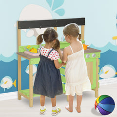 Kids Play Kitchen, Wood Mud Kitchen with Water Play Set & Cooking Toys for Outdoor, Gift for 3~8