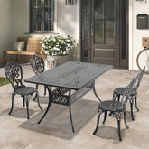 5-Piece Set Of All-Weather Cast Aluminum Dining Furniture Set With Black Frame