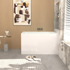 43" Acrylic Freestanding Bathtub ,Spacious rectangle Shape, Gloss White Finish, Chrome Overflow & Pop-Up Drain CUPC Certificate