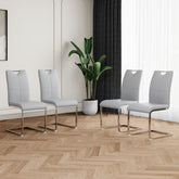 Modern Dining Chairs with Faux Leather Padded Seat Dining Living Room Chairs Upholstered Chair with Chrome Metal Legs Design for Kitchen, Living, Bedroom, Dining Room Side Chairs Set of 4