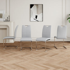 Modern Dining Chairs with Faux Leather Padded Seat Dining Living Room Chairs Upholstered Chair with Chrome Metal Legs Design for Kitchen, Living, Bedroom, Dining Room Side Chairs Set of 4