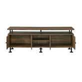 Rustic Oak and Black 2-Shelf TV Stand