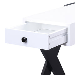 White and Black Side Table with USB Ports