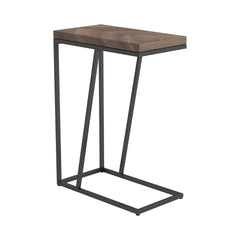 Rustic Tobacco Herringbone and Sandy Black Accent Table