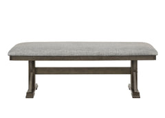 1pc Rustic Upholstered Dining Bench Rich Wood Finish Wooden Dining Room Furniture Brown