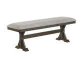 1pc Rustic Upholstered Dining Bench Rich Wood Finish Wooden Dining Room Furniture Brown