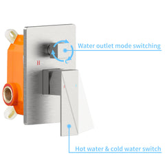 Rain Shower System Matte Black Tub Shower Faucet Set 10 Inch Square Rainfall Shower Head with Handheld Sprayer and Waterfall Tub Spout Pressure Balance Rough-in Valve Shower Mixer Combo