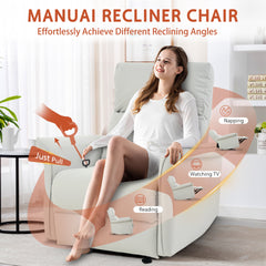 Manual Rocker Recliner Chair for Adults,Rocking Glider Recliner for Small Spaces,PU Leather Rocking Chair for Nursery,Single Sofa Recliner for Home Theater Living Room Bedroom(PU Light Gray)