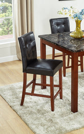 Beautiful Modern Style 5pc Counter Height Dining Room Set Brown Finish Square Table Faux Leather Upholstery Fabric Chairs Wooden Furniture
