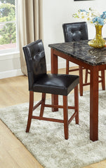Beautiful Modern Style 5pc Counter Height Dining Room Set Brown Finish Square Table Faux Leather Upholstery Fabric Chairs Wooden Furniture
