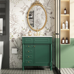 30" Bathroom Vanity with Sink, Freestanding Bathroom Storage Vanity Cabinet w/Soft-Closing Door, Bathroom Cabinet with 2 Drawers