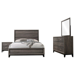 Carina Grey Oak and Black 4-piece Eastern King Panel Bedroom Set
